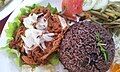 Cuba's national dish—ropa vieja served with moros y cristianos.