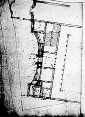 architectural sketch of the entrance from the baroque period