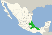 Symphyotrichum schaffneri native distribution map: Mexico — Hidalgo, Puebla, and Veracruz.