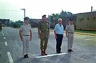 Amos Lapidot (right) beside Yitzhak Rabin 1984 at Tel Nof Airbase