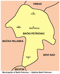 Map of the Bački Petrovac municipality, showing the location of Maglić