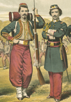 Enlisted soldier and officer of the U.S. Zouave Cadets