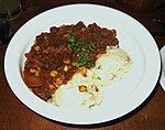 Burgoo, with a side of mashed potatoes