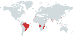 Areas of the world that were once part of the Portuguese Empire