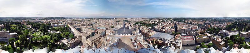 360 view from dome of st peters basilica over the vatican city and rome