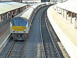 The Belfast - Dublin Enterprise pulling into Drogheda station.