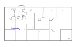 Map of Eau Claire County, highlighting location of Hadleyville