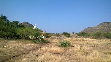 Temple and the fort at right