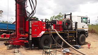 An 8" coring tool fitted to a drilling rig at Cominco Resources' Hinda Mine Site