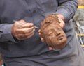 A Gandharan sculpture being excavated