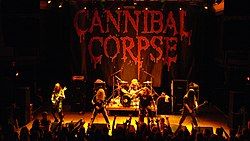 Cannibal Corpse live in 2007 Left to right: Rob Barrett, Alex Webster, Paul Mazurkiewicz, George "Corpsegrinder" Fisher and Pat O'Brien