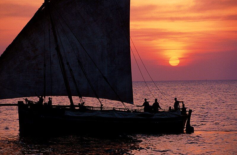 File:Dhow in sunset.jpg