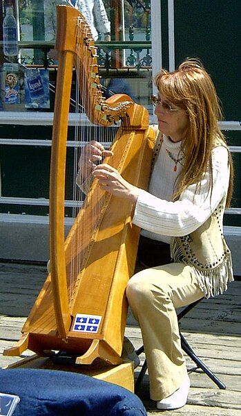 File:Harpist playing.jpg