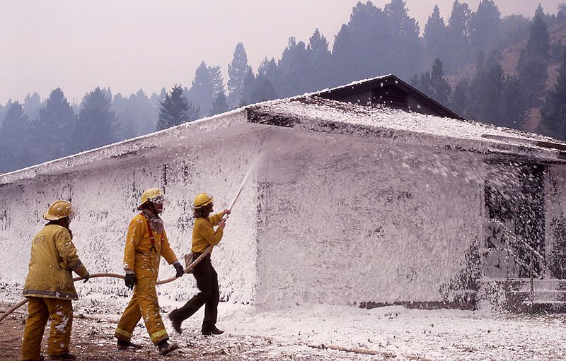 File:Firefighters spray foam.jpg