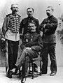 1897 - Gallieni (1849-1916) (seated) and his staff in Madagascar: Hubert Lyautey (left) and Jean-Noël Savelli (center).