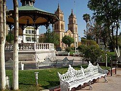 The plaza de armas of the municipal seat of Miguel Auza