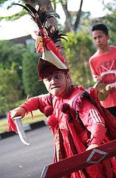 A performer of Kabasaran dance, Minahasa ethnic