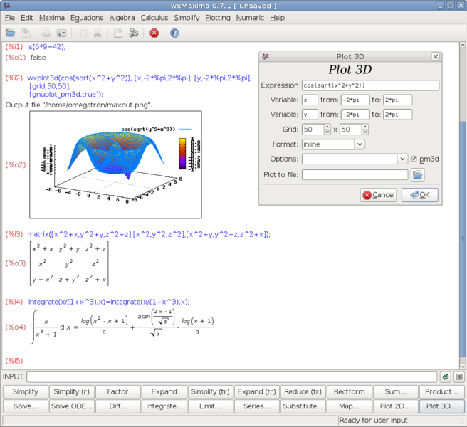 File:WxMaxima 0.7.1 screenshot.png