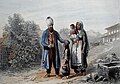 Family of Crimean Tatars. French engraving, 1840s.