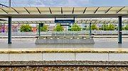 Place name sign on a platform