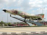 A F-4E Phantom II Kurnas of the 107 Squadron "Knights Of The Orange Tail" in Beersheba at the Ilan-Ramon-Square roundabout