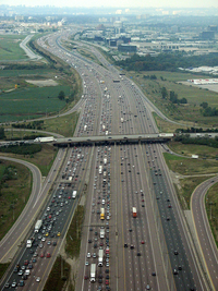 Highway 401 as an 18 lane highway in Toronto.