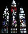 North window stained glass with modern-era children memorializes Rose Helena Wadden, said to have taught the first children's Sunday School class in Bridgwater