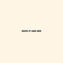 The title "Suck It and See" is placed in the centre of a cream background, stylized in all capital letters.