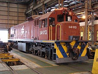 No. 34-013 in Spoornet maroon livery at Swartkops Loco Depot, Port Elizabeth, 20 April 2013