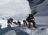 Expedition style climbing makes heavy use of fixed ropes to aid progress