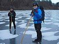 Nordic skaters with safety equipment for skating on "wild" ice