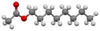 Ball-and-stick model of the octyl acetate molecule