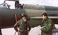 Croatian Air Force pilot Rudolf Perešin standing in front of his MiG 21.