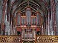 Close-up of the pipe organ