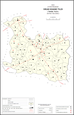 Map showing Pure Mani Manohar (#093) in Tiloi CD block