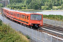 M100, the oldest class still in use, en route to Vuosaari