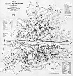 An 1886 map of the Bethlehems with Hottlesville in the northeastern corner