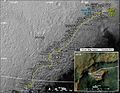 Traverse map - route from Landing to slopes on Aeolis Mons (September 11, 2014).