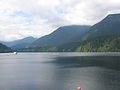 Capilano Lake, seen from the Cleveland Dam at Capilano River Regional Park.