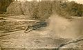 Splash of logs being dumped into a log pond