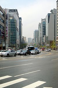 Yangwha-ro, view towards southwest from Donggyo-dong intersection