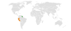 Location map for Guyana and Peru.