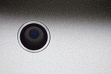 The camera of the third-generation iPad.