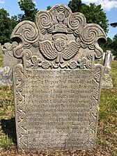 Gravestone carved by Josiah Manning of Windham CT.