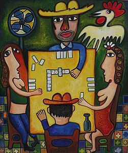 Juego de Domino, Oil on canvas by Jose Fuster.