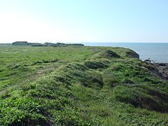 La Pointe du Chay, seen from the top, looking south. On the left are the remnants of a World War II era German bunker.