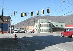 Central Big Stone Gap. Little Stone Mountain is visible in the background.