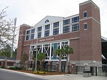 The exterior of Brooks Stadium in Conway, South Carolina, where the game was played.