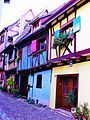 Typical street in Eguisheim, Alsace, France