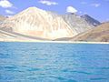 Pangong Tso on a bright sunny day, View from Spangmik (August 2009)